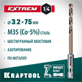 KRAFTOOL НЕХ-1/4″, d 3.2 х 75 мм, сверло по металлу для винтовёртов и шуруповертов IMPACT READY (29652-3.2) 00031316253