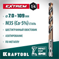 KRAFTOOL НЕХ-1/4″, d 7.0 х 109 мм, сверло по металлу для винтовёртов и шуруповертов IMPACT READY (29652-7) 00031316262
