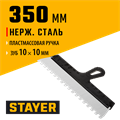 STAYER 350 мм, зуб 10 х 10 мм, пластиковая ручка, зубчатый, нержавеющий фасадный шпатель (1009-35-10) 00011928