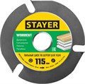 STAYER WOODCUT, 115 х 22.2 мм, 3 резца, для УШМ, пильный диск по дереву (36854-115) 00015704