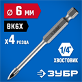 ЗУБР 6 мм, 4х кромка, HEX 1/4, Сверло по стеклу и кафелю, Профессионал (29845-06) 00016759