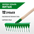 РОСТОК 370 x 100 x 1300 мм, 12 витых зубьев, рабочая поверхность из стали, покрытие краска, черенок деревянный высш. сорт, грабли (421900-12) 00025225