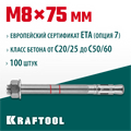 KRAFTOOL ETA Опция 7, М8 х 75, 100 шт, клиновой анкер (302184-08-075) 00026284
