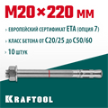 KRAFTOOL ETA Опция 7, М20 х 220, 10 шт, клиновой анкер (302184-20-220) 00026302