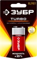 ЗУБР TURBO, 6LR61 (крона), 1 шт, 9 В, алкалиновая батарейка (59219) 00032991