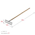 GRINDA PS-12 WOOD, 370 х 105 х 1300 мм, 12 витых зубцов, нержавеющая сталь, деревянный черенок, садовые грабли, PROLine (39481-12) 000187001