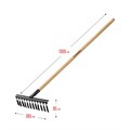 GRINDA GS-12 WOOD, 385 х 95 х 1300 мм, 12 витых зубцов, углеродистая сталь, антикор. покрытие, черенок дерев. высш. сорт, садовые грабли(39581-12) 000187059