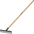 GRINDA GT-12 WOOD, 310 х 80 х 1300 мм, 12 прямых зубцов, углерод. сталь, антикор. покрытие, черенок дерев. высш. сорт, садовые грабли (39583-12) 000187060
