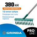 GRINDA PR-12T ALU, 380 х 95 х 1500 мм, 12 витых зубцов, углеродистая сталь, алюминиевый черенок, садовые грабли, PROLine (39585) 000279557