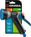 GRINDA BM-8, 8 режимов, курок сзади, металлический с TPR, поливочный пистолет, PROLine (8-427339) 0002277901