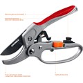 GRINDA G-15, 200 мм, стальные лезвия, храповый механизм, с эфесом, с алюминиевыми рукоятками, контактный секатор (8-423034) 0002279046