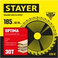 STAYER Optima, 185 x 30/20 мм, 30T, оптимальный рез, пильный диск по дереву (3681-185-30-30) 0004353509