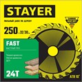 STAYER Fast, 250 x 32/30 мм, 24Т, быстрый рез, пильный диск по дереву (3680-250-32-24) 0005014642
