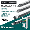 KRAFTOOL 75 мм, 4 шт, набор бит для ударной отвертки (25552) 00010115420
