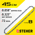 STEHER type B, шаг 0.325″, паз 1.5 мм, 72 звена, цепь для бензопил (75302-45) 00013238500