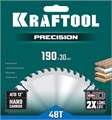 KRAFTOOL Precision, 190 х 30 мм, 48Т, пильный диск по дереву (36952-190-30) 00019776507