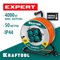 KRAFTOOL EXPERT 4.0, ПВС 3х2.5 50м 4000Вт IP44, силовой удлинитель на стальной катушке (55089-50) 00028294204