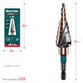 KRAFTOOL COBALT 4-20мм, 9 ступеней, азотирование, винтовая спираль, сверло ступенчатое(29691-4-20-9) 00030626735