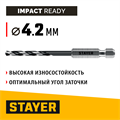 STAYER НЕХ-1/4″, d 4.2 х 98 мм, сверло по металлу для винтовёртов и шуруповертов IMPACT READY (29603-4.2) 00031315944