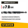 STAYER НЕХ-1/4″, d 7.0 х 109 мм, сверло по металлу для винтовёртов и шуруповертов IMPACT READY (29603-7) 00031315950