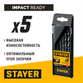 STAYER НЕХ-1/4″, 5 шт, набор сверл по металлу для винтовёртов и шуруповертов IMPACT READY (29603-H5) 00031315954
