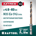 KRAFTOOL НЕХ-1/4″, d 4.0 х 83 мм, сверло по металлу для винтовёртов и шуруповертов IMPACT READY (29652-4) 00031316255