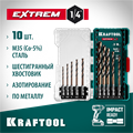 KRAFTOOL НЕХ-1/4″, 10 шт, набор сверл по металлу для винтовёртов и шуруповертов IMPACT READY (29652-H10) 00031316265