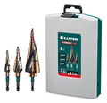 KRAFTOOL COBALT 3 шт., 4-32мм, азотирование, винтовая спираль, набор сверл ступенчатых(29691-4-32-H3) 00031316479