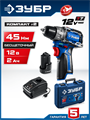 ЗУБР КОМПАКТ #2, 12 В, 45 Н·м, 1 АКБ тип Т7 (2 А·ч), дрель-шуруповерт, BRUSHLESS, кейс, Профессионал (DB-121-21) 00039855465
