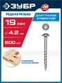 ЗУБР 19 х 4.2 мм, редкая резьба, ТХ20, цинк, 600 шт, саморез для глухих отверстий, Профессионал (30081-42-019) 00045580295
